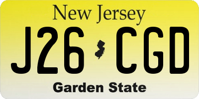 NJ license plate J26CGD