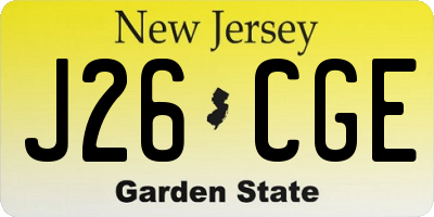 NJ license plate J26CGE