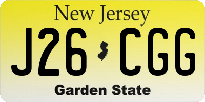 NJ license plate J26CGG