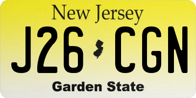 NJ license plate J26CGN