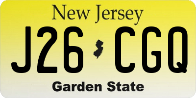 NJ license plate J26CGQ