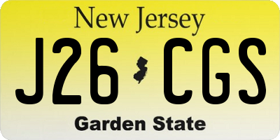 NJ license plate J26CGS