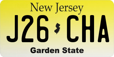 NJ license plate J26CHA