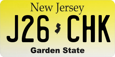 NJ license plate J26CHK