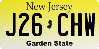 NJ license plate J26CHW