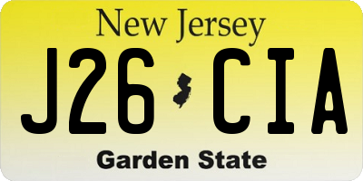NJ license plate J26CIA