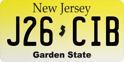 NJ license plate J26CIB