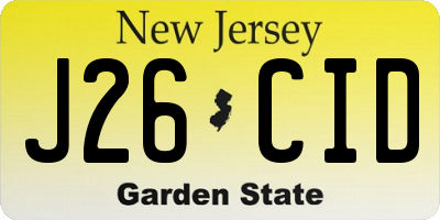 NJ license plate J26CID