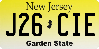 NJ license plate J26CIE