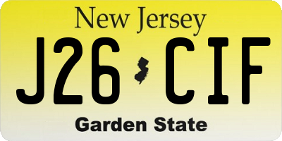 NJ license plate J26CIF