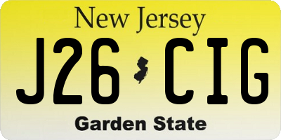 NJ license plate J26CIG