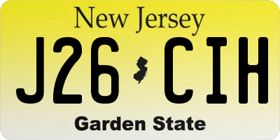 NJ license plate J26CIH
