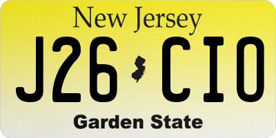 NJ license plate J26CIO