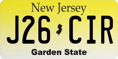 NJ license plate J26CIR