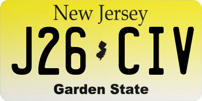 NJ license plate J26CIV