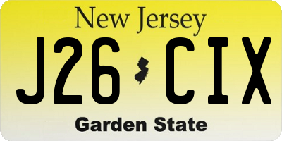 NJ license plate J26CIX