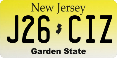 NJ license plate J26CIZ