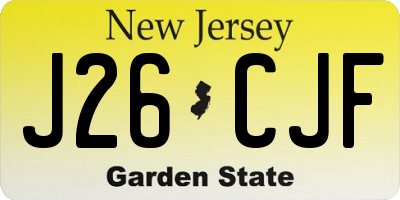 NJ license plate J26CJF