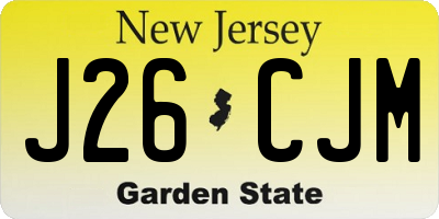 NJ license plate J26CJM