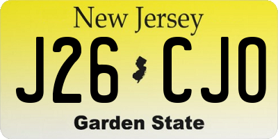 NJ license plate J26CJO