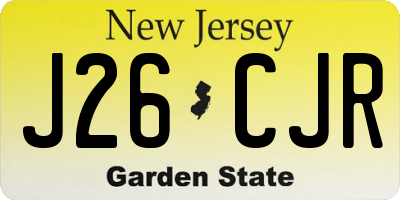 NJ license plate J26CJR