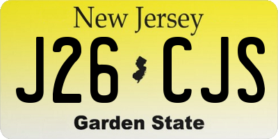 NJ license plate J26CJS