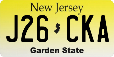 NJ license plate J26CKA