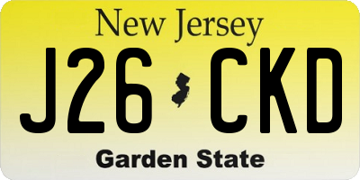 NJ license plate J26CKD