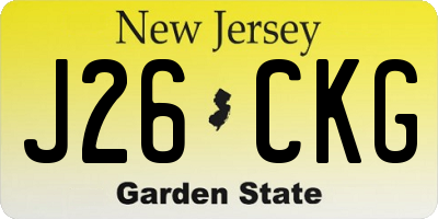 NJ license plate J26CKG