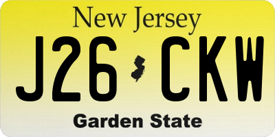 NJ license plate J26CKW