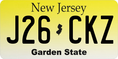 NJ license plate J26CKZ
