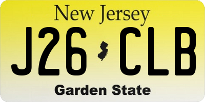 NJ license plate J26CLB
