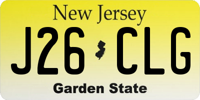 NJ license plate J26CLG