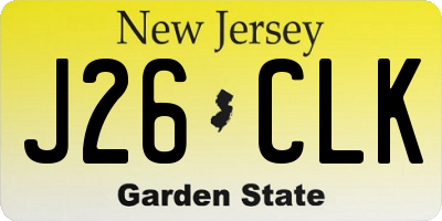 NJ license plate J26CLK