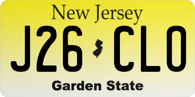 NJ license plate J26CLO