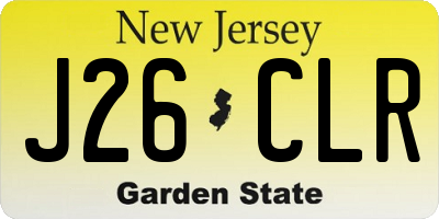 NJ license plate J26CLR