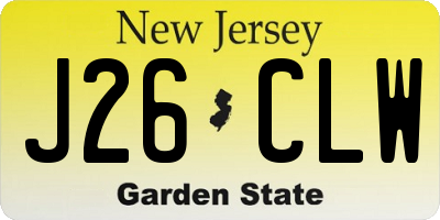 NJ license plate J26CLW