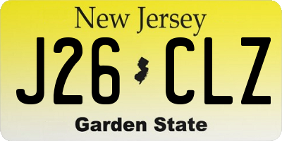 NJ license plate J26CLZ