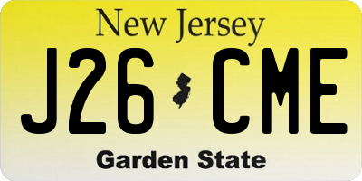 NJ license plate J26CME