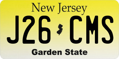 NJ license plate J26CMS