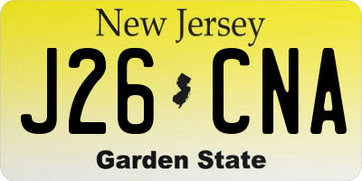 NJ license plate J26CNA