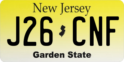 NJ license plate J26CNF