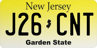 NJ license plate J26CNT