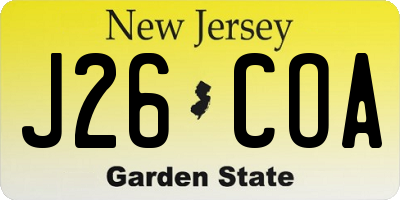 NJ license plate J26COA