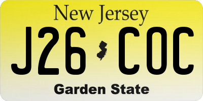 NJ license plate J26COC