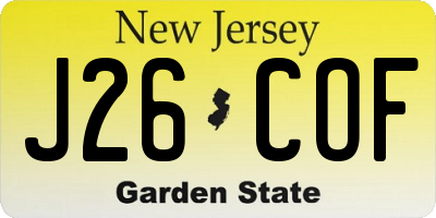 NJ license plate J26COF