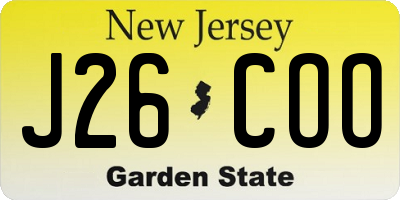 NJ license plate J26COO