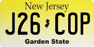 NJ license plate J26COP