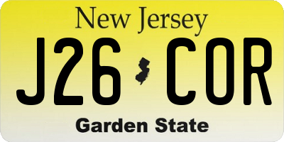 NJ license plate J26COR