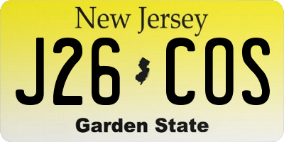 NJ license plate J26COS